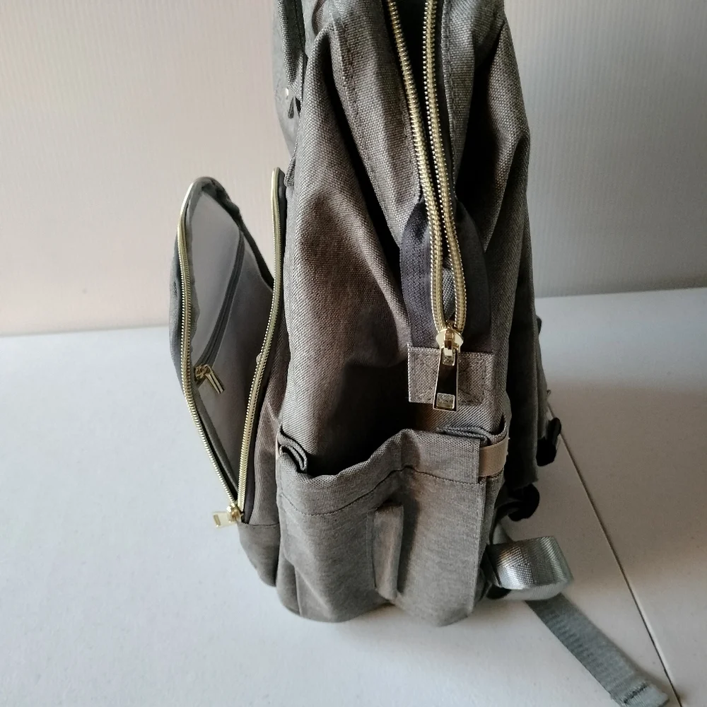 Pofunuo Love Mommy Large gray baby Diaper bag backpack Travel